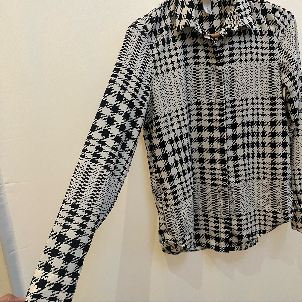 Richard Allan x H&M Patchwork Houndstooth‎ Button-Front Shirt | Size US 2 - Picture 5 of 12
